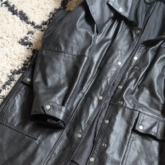 LeatherBiker Trench Coat